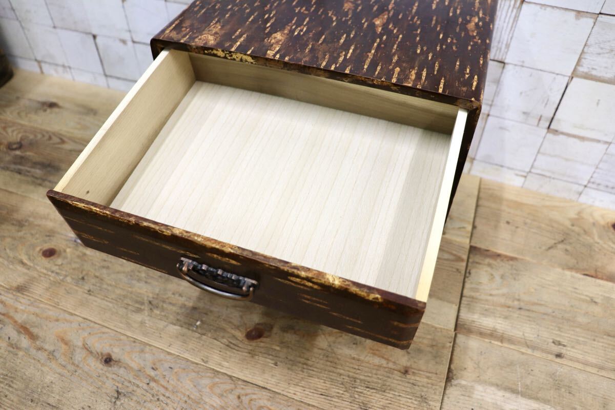 GMJS361B〇三段小引き出し 樺細工 桜皮細工 角館伝統工芸品 和家具 小箪笥