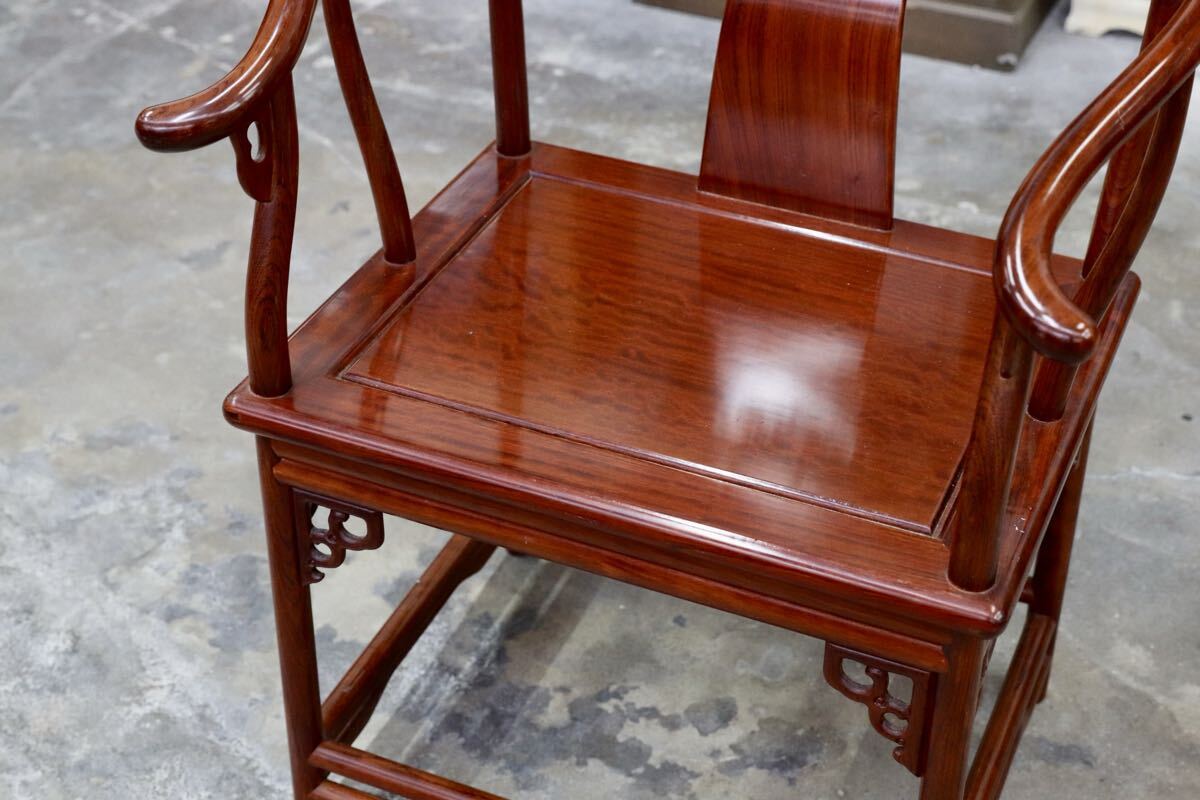 GMJH403B○唐木家具 アームチェア 肘掛け椅子 無垢材 中国美術 高級家具 アジアン ヴィンテージ