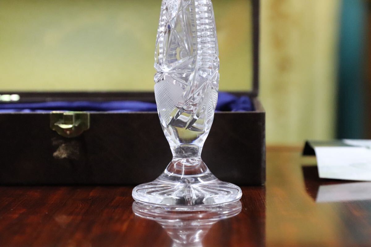 GMJH414A○BOHEMIAN GLASS / ボヘミアガラス EXPO’90 大阪花博 ガスパビリオン記念 クリスタルガラス 一輪挿し 花瓶 フラワーベース