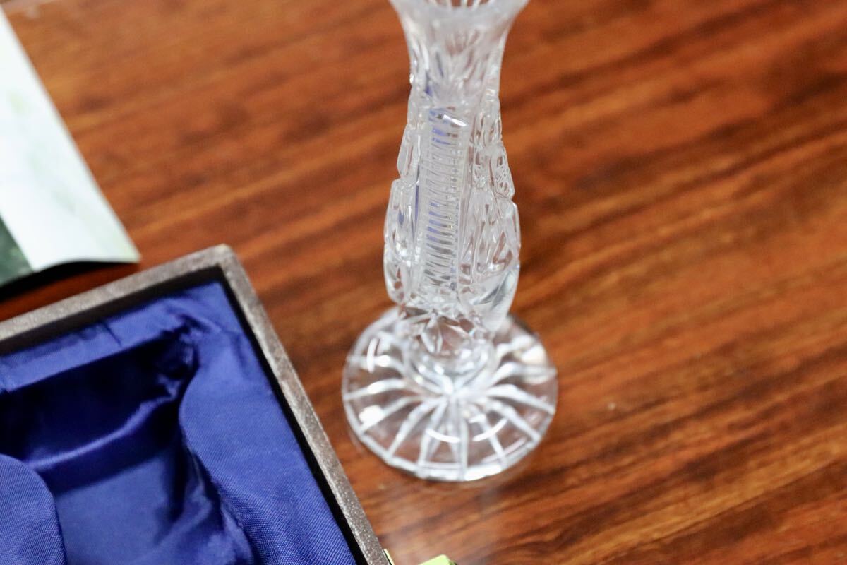 GMJH414A○BOHEMIAN GLASS / ボヘミアガラス EXPO’90 大阪花博 ガスパビリオン記念 クリスタルガラス 一輪挿し 花瓶 フラワーベース