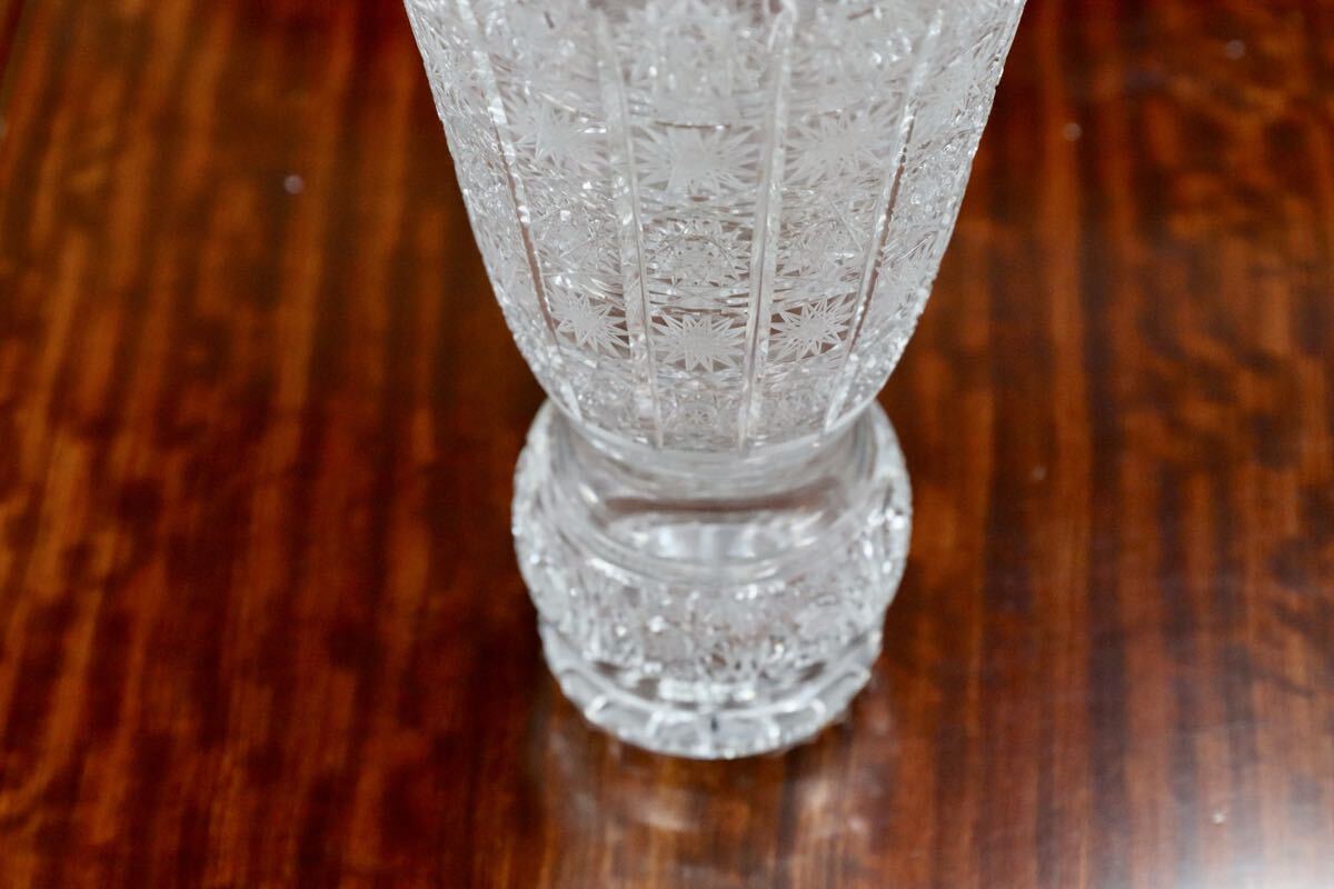 GMJH414B○BOHEMIA GLASS / ボヘミアガラス 500PK 大型クリスタルガラス花瓶 ハンドカット フラワーベース 旧チェコスロバキア製