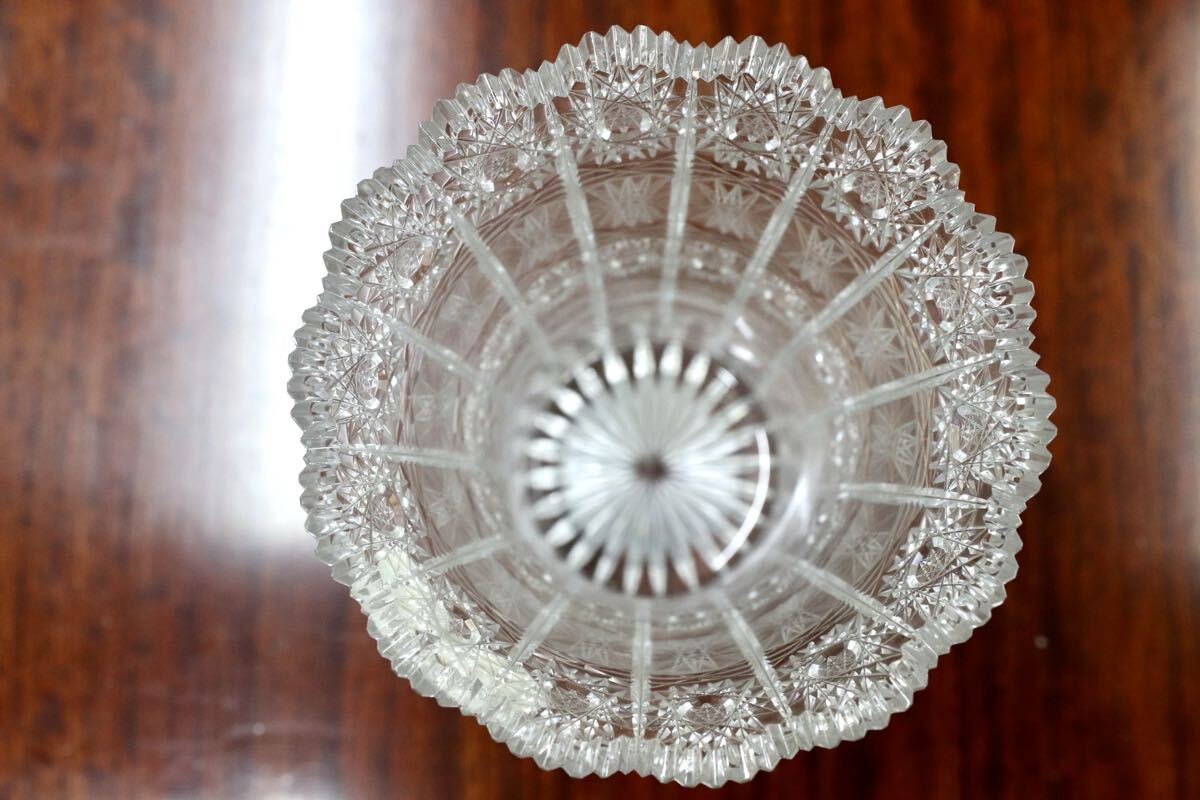 GMJH414C○BOHEMIA GLASS / ボヘミアガラス 500PK クリスタルガラス花瓶 ハンドカット フラワーベース 花器 旧チェコスロバキア製