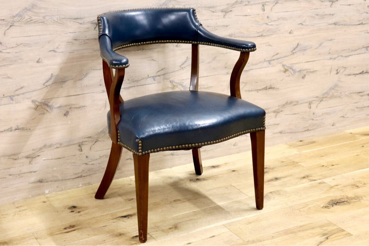 GMIK212○HICKORY CHAIR / ヒッコリーチェア ラウンジチェア 1人掛けソファ 鋲打ち 革張り ヴィンテージ アーリーアメリカン稀少
