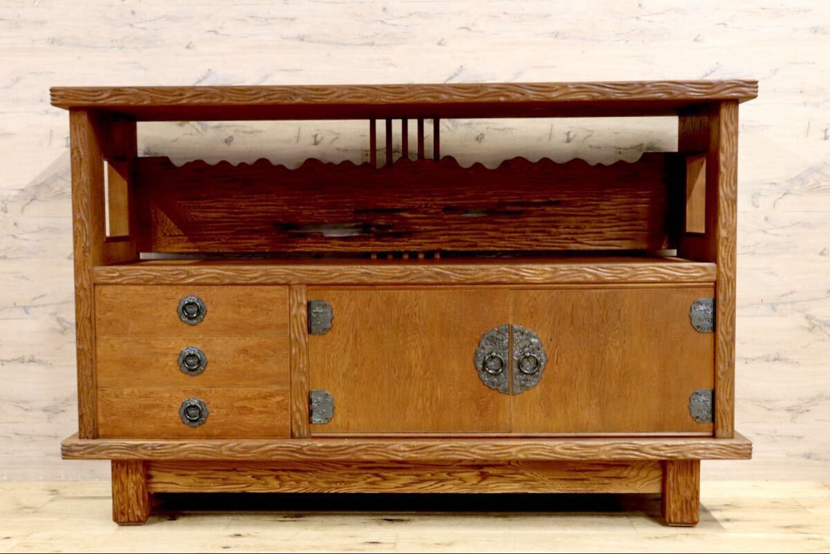 GMIH280○世界遺産屋久杉 茶棚 サイドボード リビングボード 飾り棚 キャビネット 和家具 レトロ アンティーク 座敷 和室 煎茶道具