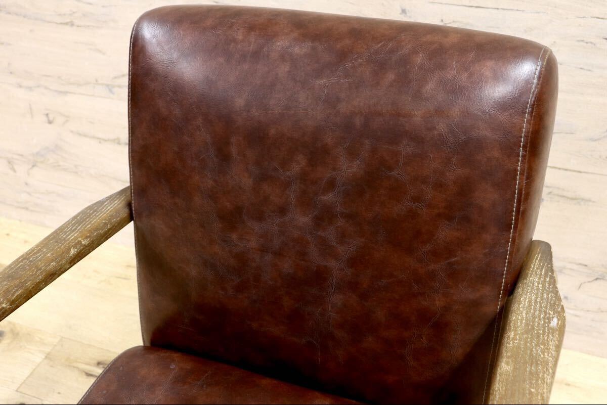 GMIH290○mateli / マテリ スタイリングチェア サロンチェア 美容室 椅子 鋲打ち 合皮 レザー ブラウン ヴィンテージ 希少