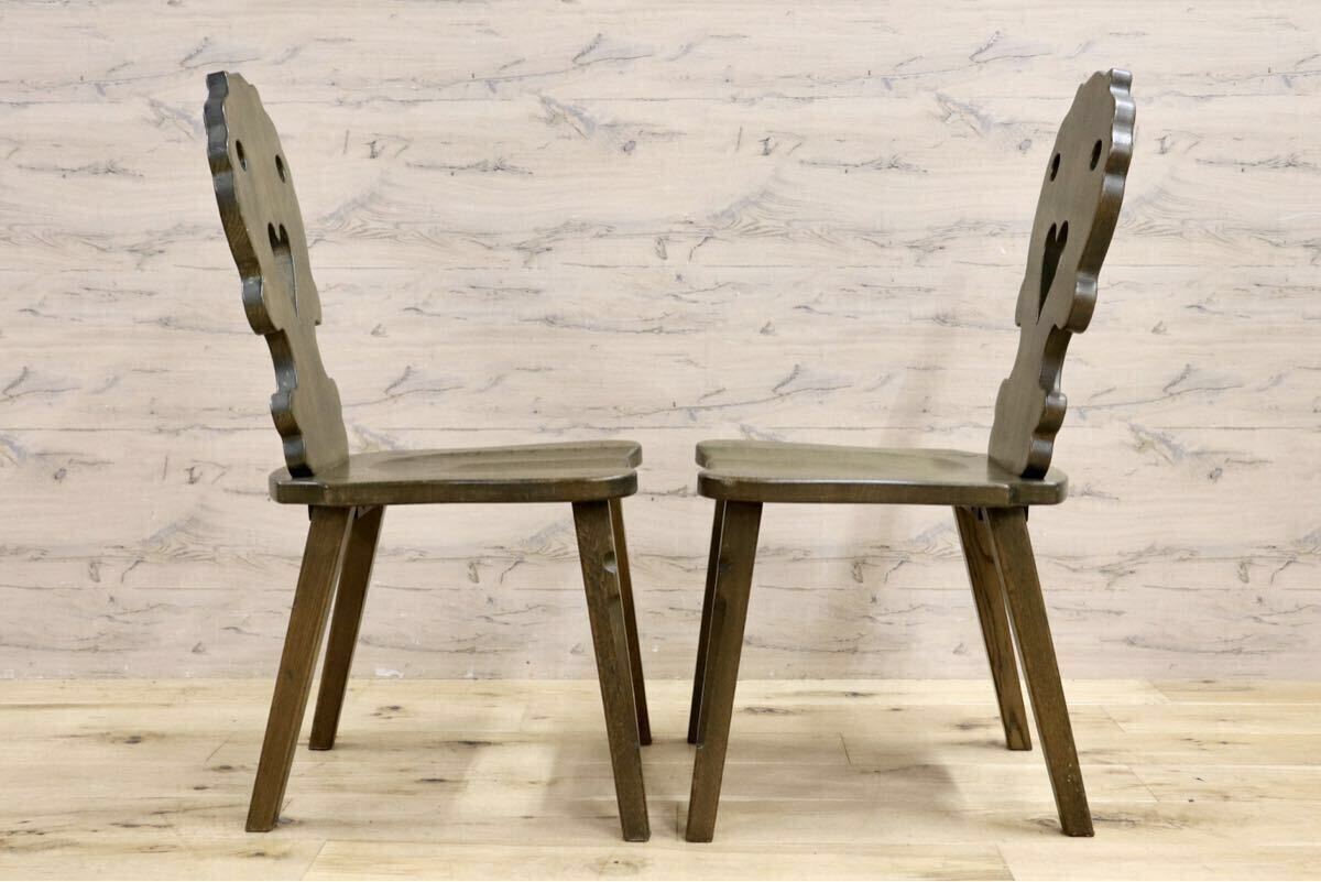 GMIK619A○ハート ダイニングチェア 2脚セット アームレスチェア 椅子 カントリー ヴィンテージ アンティーク デザイン 木製家具