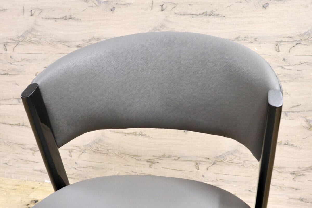 GMIS334E○モダン ダイニングチェア アームレスチェア 椅子 食卓椅子 レザー グレー シンプル スタイリッシュ インテリア 展示品