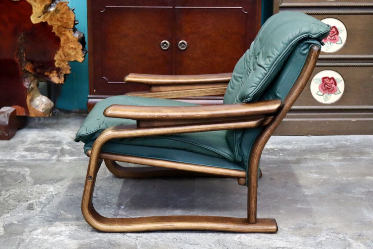 GMJH224A○冨士ファニチア / FUJI FURNITURE 1人掛けソファ シングルソファ 木製 本革 ヴィンテージ クラシック 国産家具