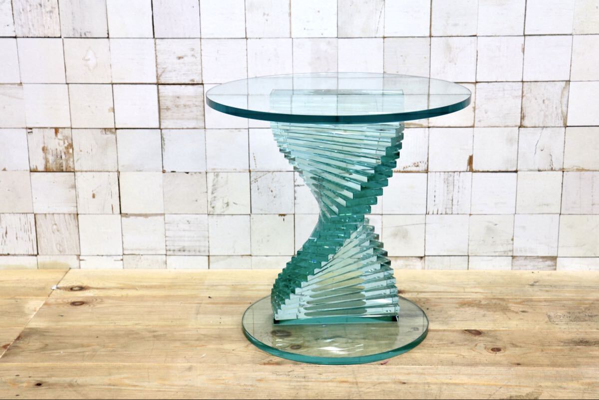 GMJS201○Tonin Casa / トニンカーサ ARIEL アリエル ガラス サイドテーブル イタリア製 デザイナーズ ローテーブル 展示品 定価約24.8万