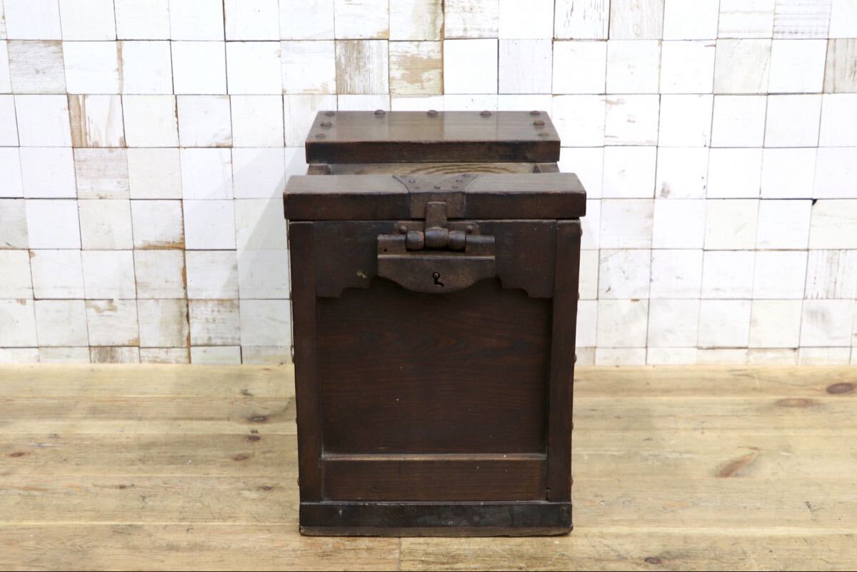 GMJS361J〇明治時代 賽銭箱 鍵付き 木製 古道具 時代物 アンティーク レトロ