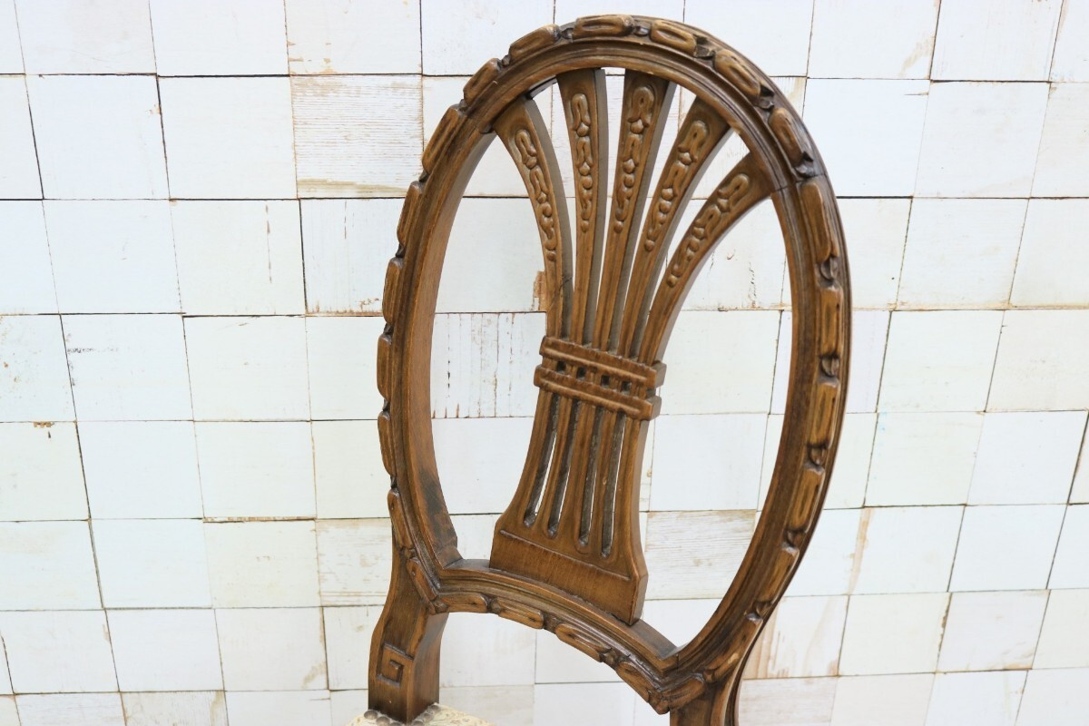 GMIK504B○イタリア アンティーク サイドチェアドレッサーチェア 椅子 鋲打ち ヴィンテージ 希少