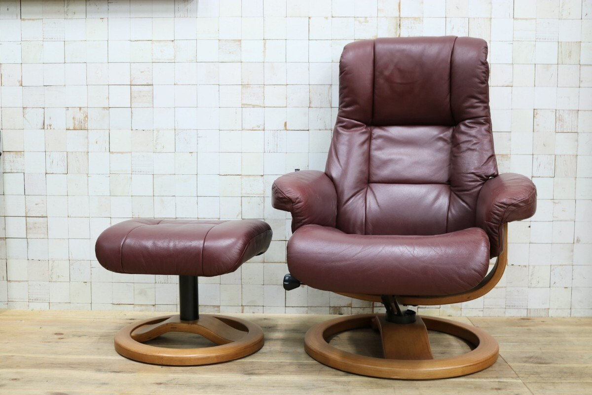 GMIK694○Fjords /フィヨルド SIMMONS シモンズ パーソナルチェア リクライニングチェア シングルソファ オットマン 北欧 ノルウェー 本革