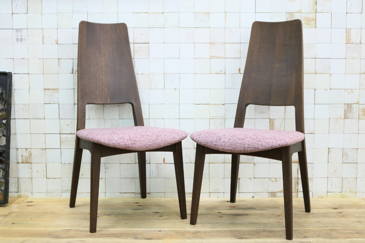 GMIS219D◯飛騨清見工房 ダイニングチェア 2脚セット 食卓椅子 ファブリック ヴィンテージ ジャパニーズモダン 飛騨家具 木製家具