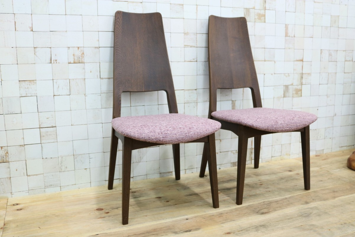 GMIS219D◯飛騨清見工房 ダイニングチェア 2脚セット 食卓椅子 ファブリック ヴィンテージ ジャパニーズモダン 飛騨家具 木製家具