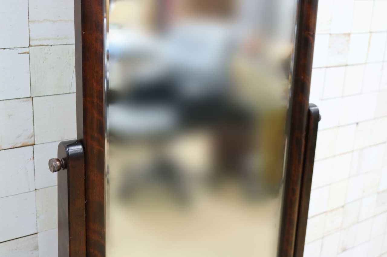 GMIS540○北海道民芸家具 姿見 全身鏡 スタンドミラー ウォールミラー 鏡 和モダン 和家具 樺材 飛騨 伝統工芸 定価約10万