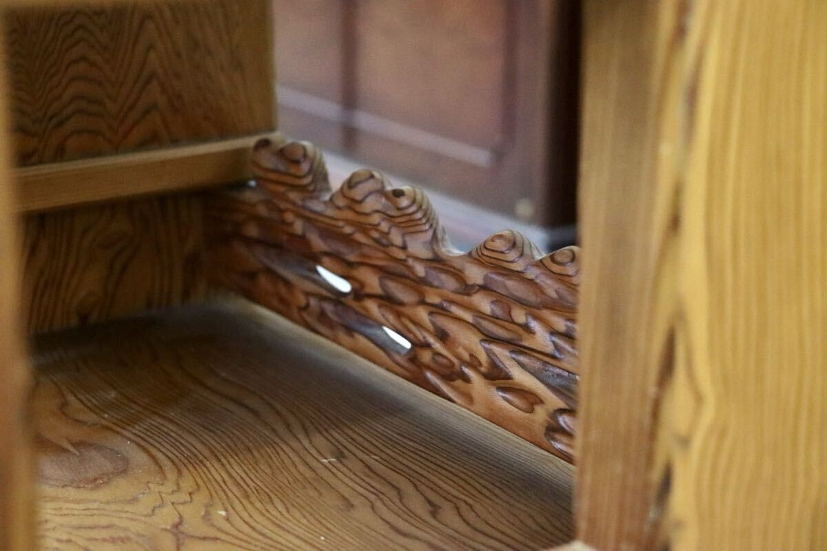 GMIK809○世界遺産屋久杉 茶棚 茶箪笥 飾り棚 サイドボード リビングボード 和室 座敷 古民家 和モダン