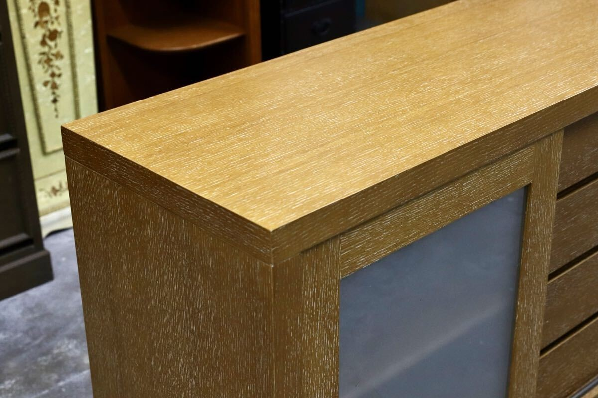 GMIK703○Crate & Barrel / クレートアンドバレル 最高級 サイドボード リビングボード キッチンボード オーク材 アメリカ モダン