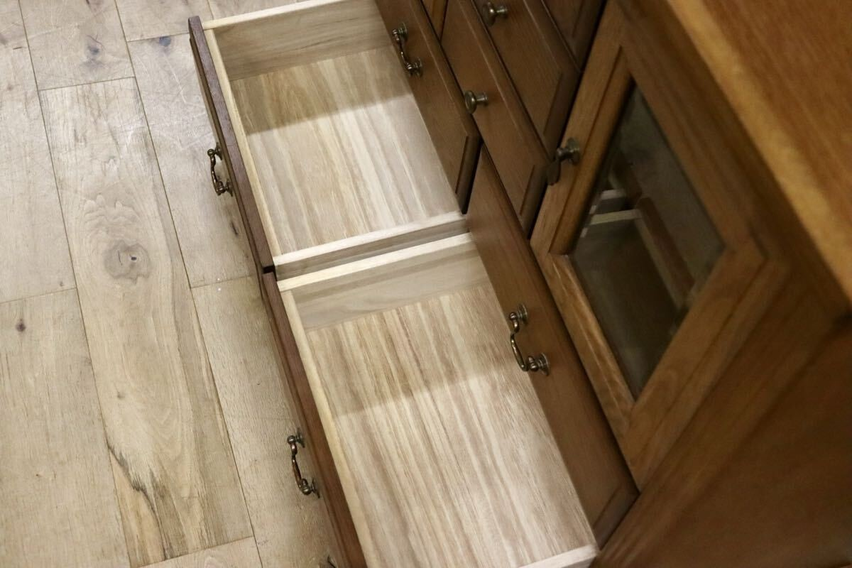 GMIS344○大雪木工 エバンシー サイドボード キャビネット リビングボード 飾り棚 収納家具 楢材 旭川家具