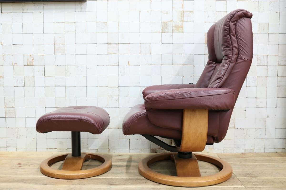 GMIK694○Fjords /フィヨルド SIMMONS シモンズ パーソナルチェア リクライニングチェア シングルソファ オットマン 北欧 ノルウェー 本革