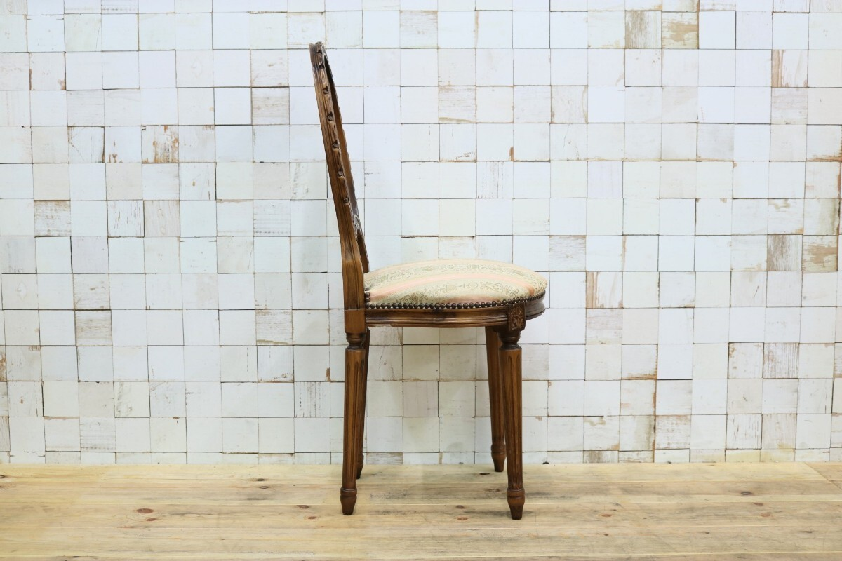 GMIK504B○イタリア アンティーク サイドチェアドレッサーチェア 椅子 鋲打ち ヴィンテージ 希少