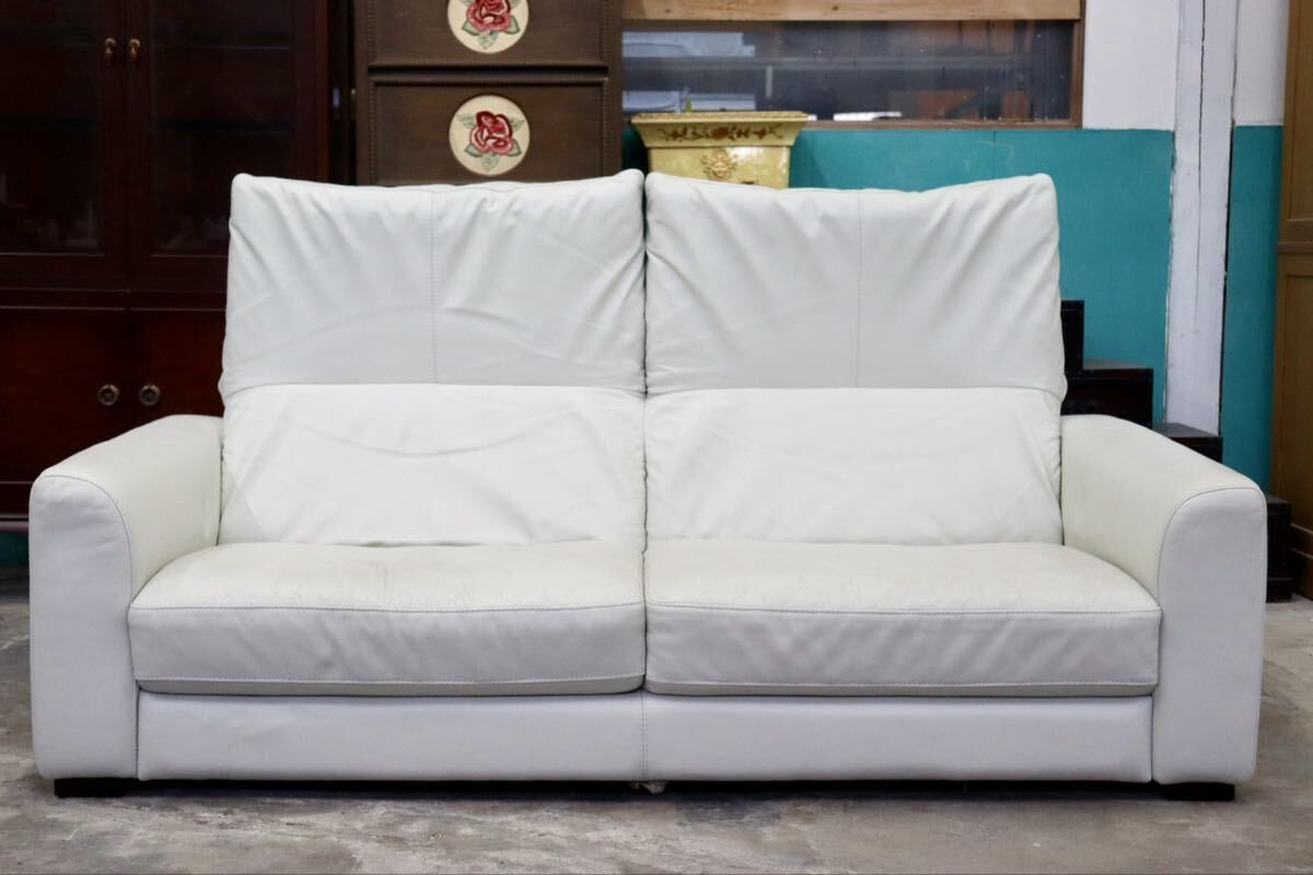 GMIK801○ACTUS / アクタス CASTRO カストロ 2.5人掛けソファ ラブソファ 長椅子 本革 ホワイト スタイリッシュ モダン