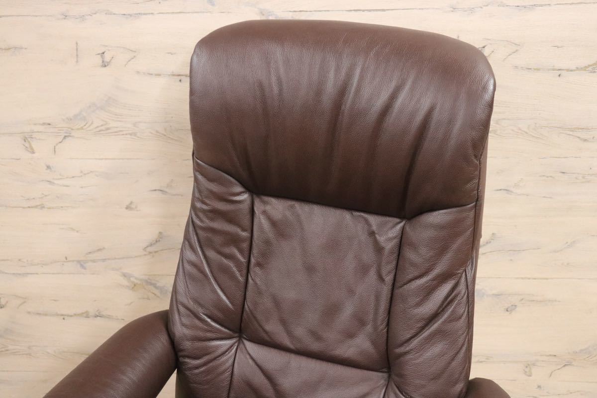 GMGK7○Nordic Easy Chair リクライニングチェア パーソナルチェア 本革 ブラウン 北欧 デンマーク フランスベッド 定価約18万  美品