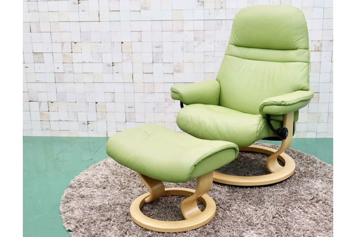 GMFT217○EKORNES / エコーネス ストレスレスチェア サンライズ リクライニングチェア オットマン付き ノルウェー 定価約34万 展示品