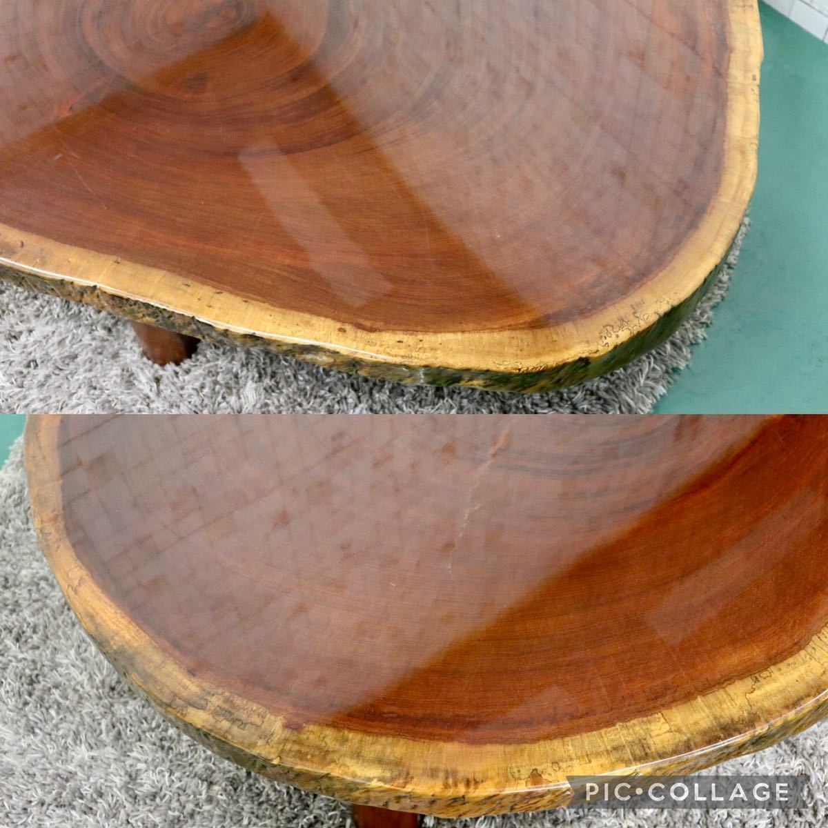 【お値下げしました】天然木 一枚板 座卓 ローテーブル レトロ　リビングテーブル