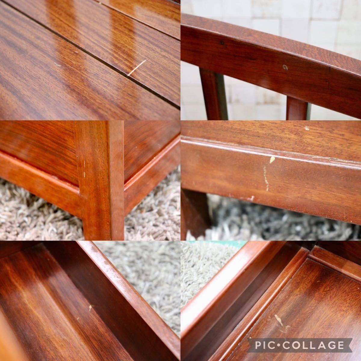 GMFT346○唐木 花梨 無垢材 ダイニングチェア 囲炉裏チェア 2脚セット 食卓椅子 和家具 収納付き 炉端 和モダン レトロ アンティーク 希少