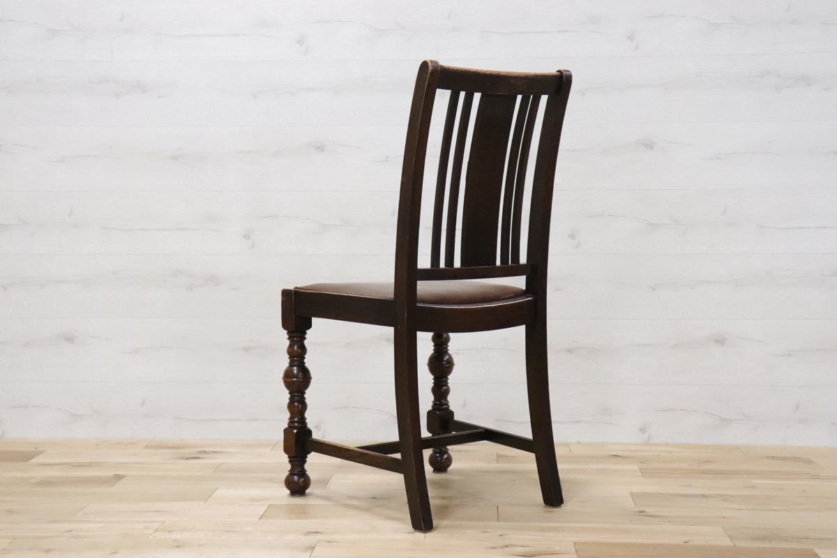 GMCT183B○英国 イギリス アンティーク ブルボーズレッグ 木製 椅子 チェア オーク材 ダイニングチェア 古木 インテリア