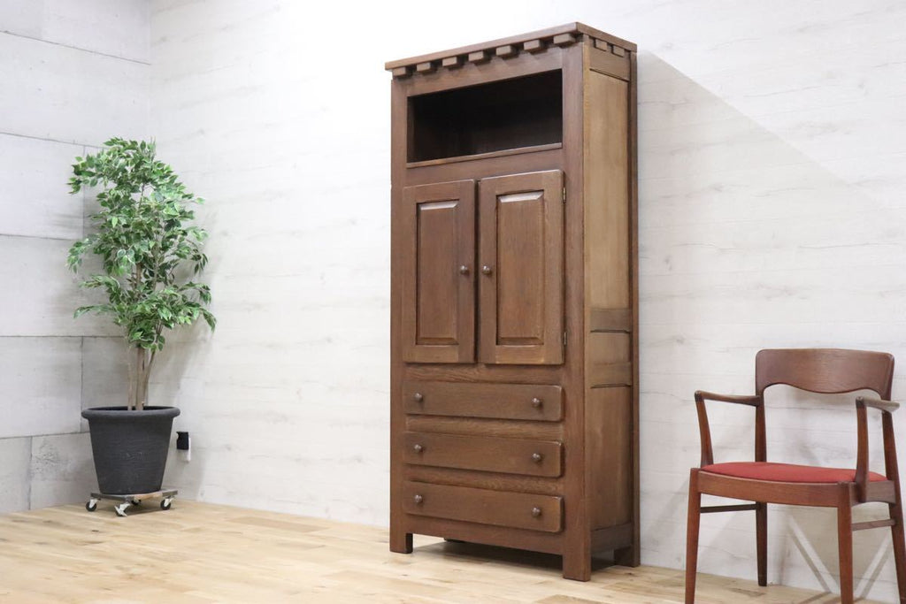 gmck526 ○ ルーマニア製 オーク 無垢材 飾り棚 チェスト ハイボード  