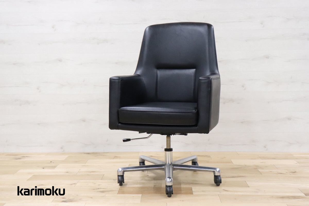GMDTS55Z○ karimoku / カリモク デスクチェア ワークチェア 作業椅子 黒 ブラック 合皮 書斎 事務 オフィス チェア