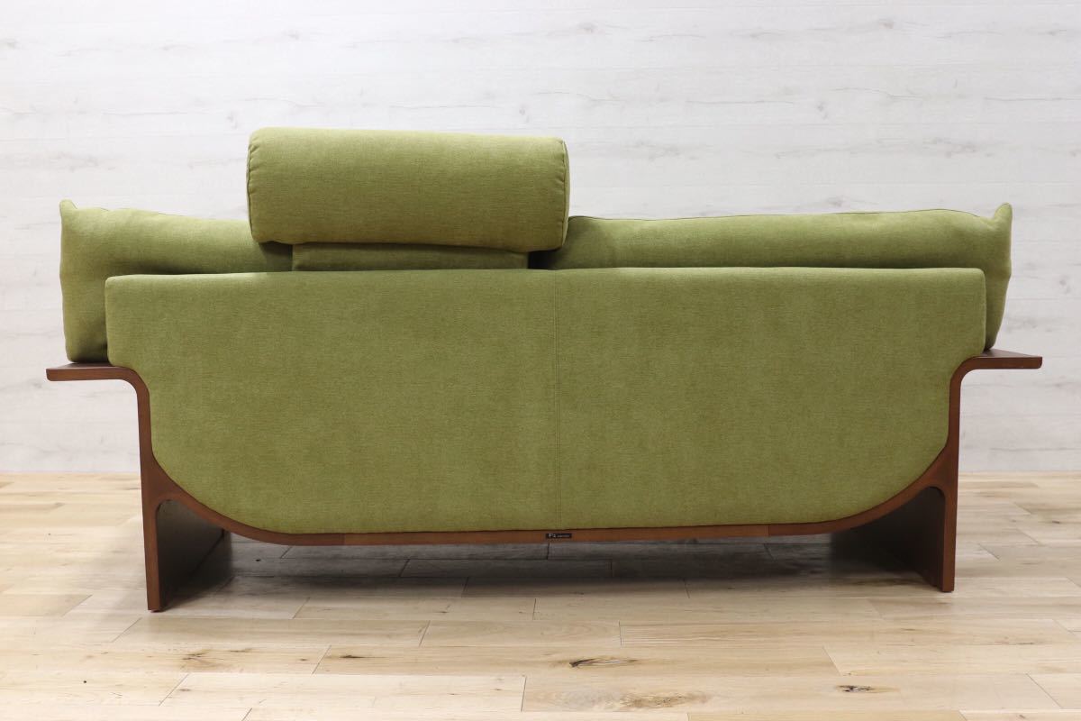 GMEK385○冨士ファニチア / Fuji furniture Tapio Sofa ワイド2Pソファ ウォールナット ファブリック 定価27.7～32.4万 展示品