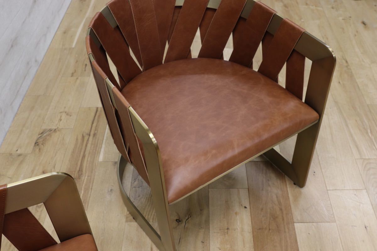 GMEK512○Baker / ベーカー IDC大塚家具 Kara Mann Barrel Chair 3d model 最高級 アームチェア  ラウンジチェア 2脚セット 本革 展示品