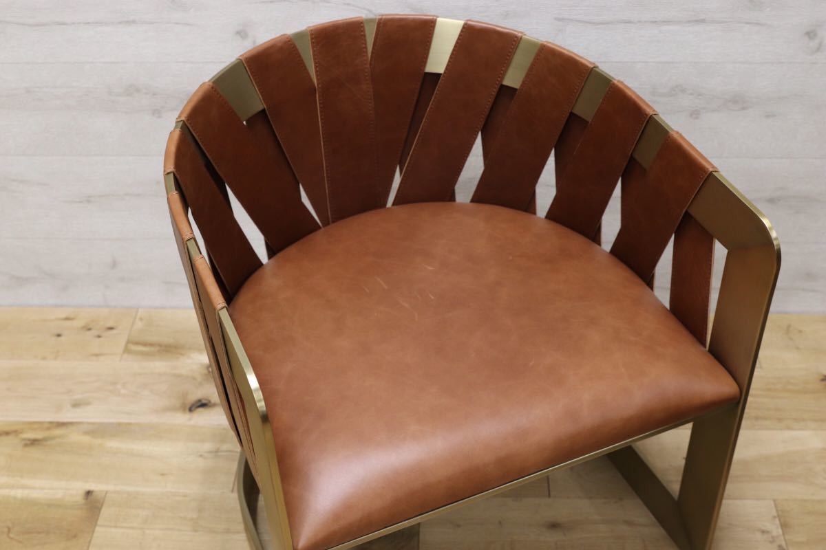 GMEK512○Baker / ベーカー IDC大塚家具 Kara Mann Barrel Chair 3d model 最高級 アームチェア ラウンジチェア 2脚セット 本革 展示品