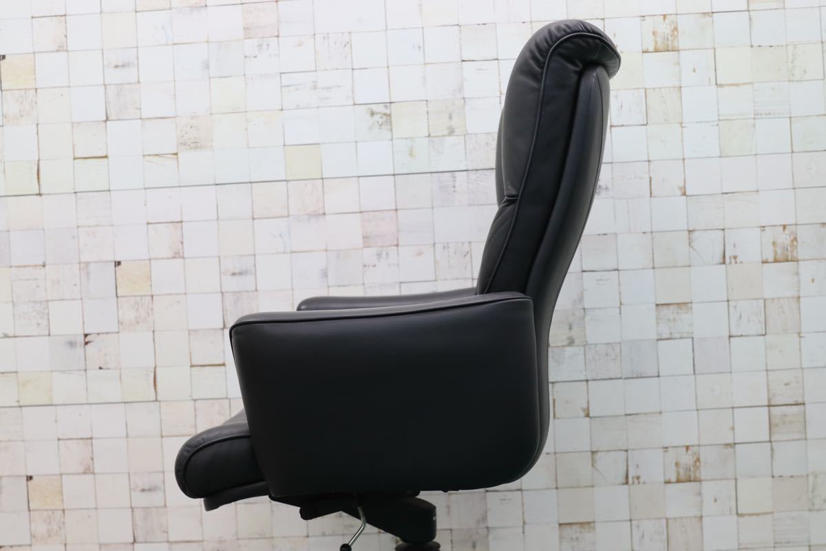 GMFK12B○karimoku / カリモク 書斎椅子 黒 本革 デスクチェア 椅子 定価約22万
