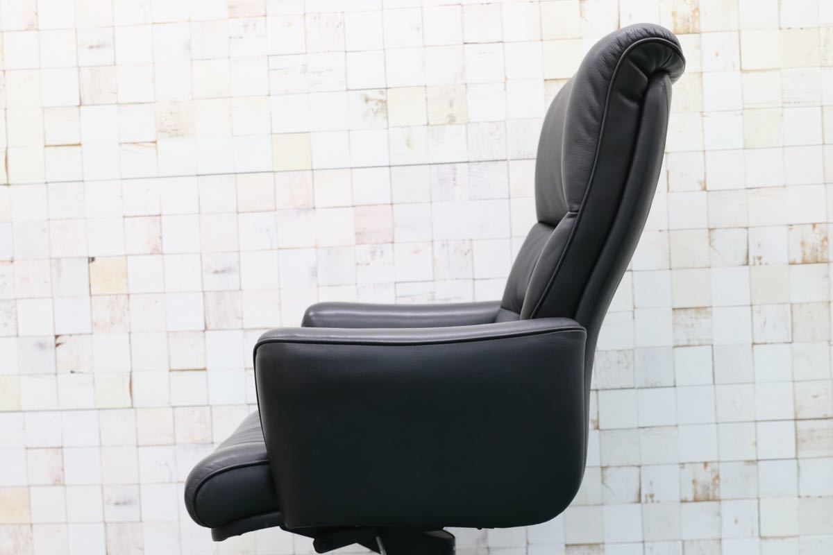 GMFK12C○karimoku / カリモク 書斎椅子 黒 本革 デスクチェア 椅子 定価約22万