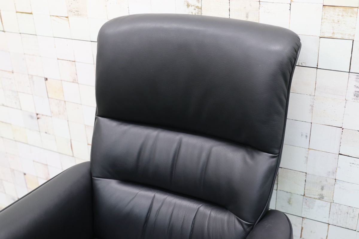 GMFK12C○karimoku / カリモク 書斎椅子 黒 本革 デスクチェア 椅子 定価約22万
