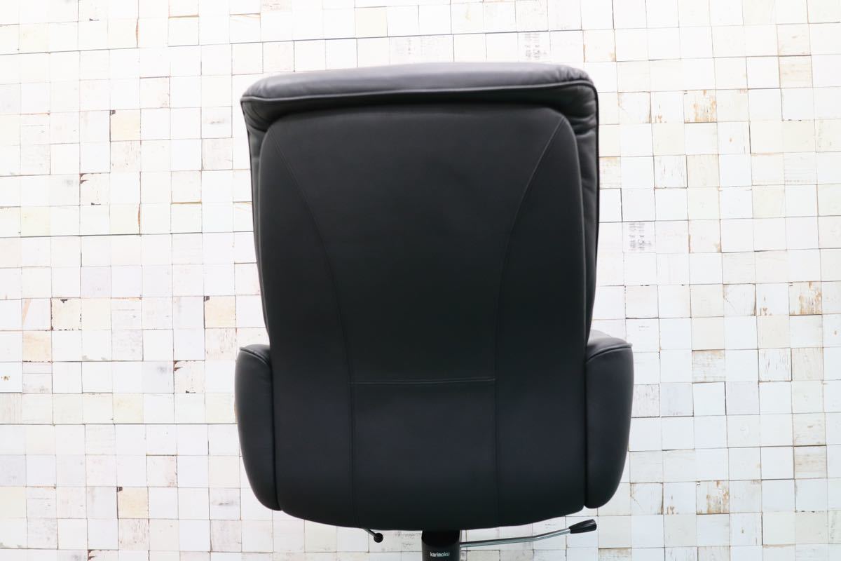 GMFK12D○karimoku / カリモク 書斎椅子 黒 本革 デスクチェア 椅子 定価約22万