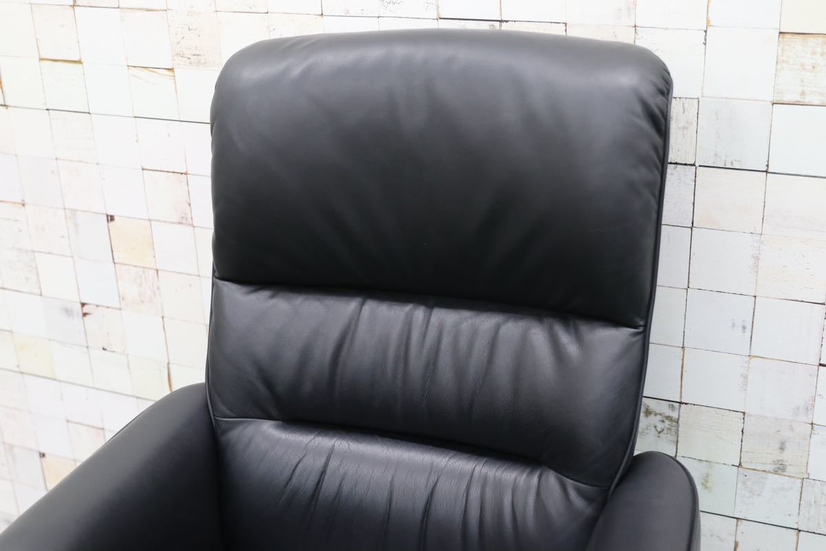 GMFK12E○karimoku / カリモク 書斎椅子 黒 本革 デスクチェア 椅子 定価約22万