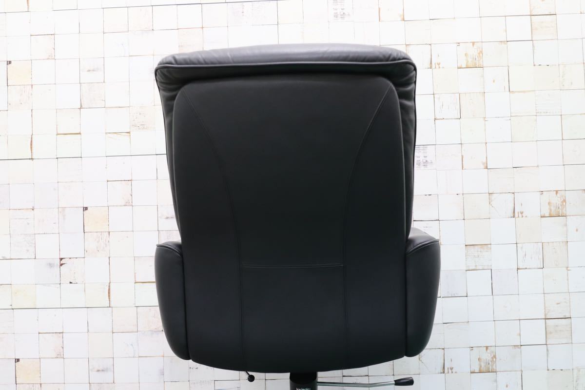 GMFK12F○karimoku / カリモク 書斎椅子 黒 本革 デスクチェア 椅子 定価約22万