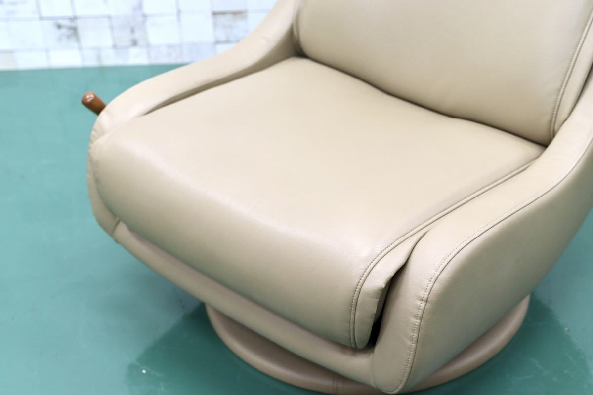 GMEH2D○karimoku / カリモク リクライニングチェア パーソナルチェア 1人掛け シングルソファ 回転椅子 ソフトレザー 定価13万