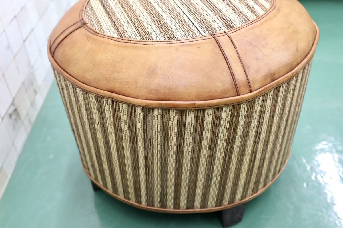 GMFK134○レザー×バンブー スツール チェア アジアンリゾートスタイル クラシカル ヴィンテージ 検）アスプルンド ジャーナルスタンダード