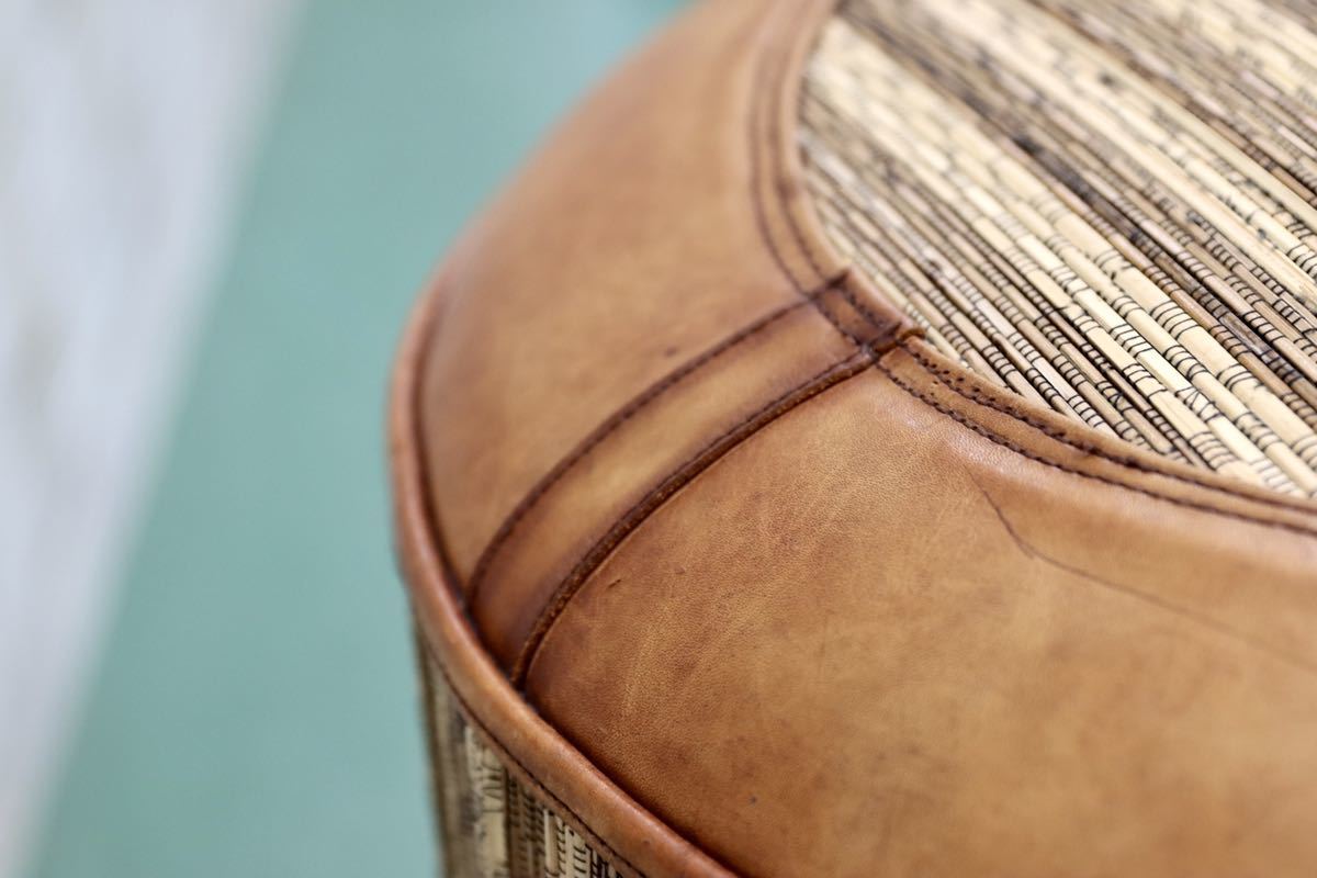 GMFK134○レザー×バンブー スツール チェア アジアンリゾートスタイル クラシカル ヴィンテージ 検）アスプルンド ジャーナルスタンダード