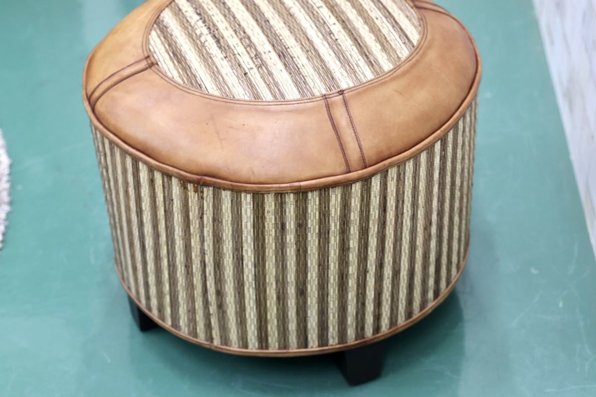 GMFK134○レザー×バンブー スツール チェア アジアンリゾートスタイル クラシカル ヴィンテージ 検）アスプルンド ジャーナルスタンダード