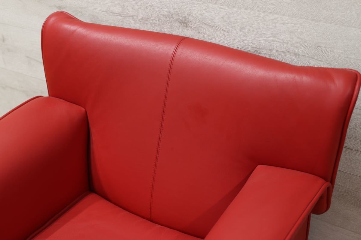 GMFN90B○B&B ITALIA Lauriana Lounge Chair by Afra & Tobia 超レア 1人掛けソファ ラウンジチェア 赤 本革 ヴィンテージ 展示品