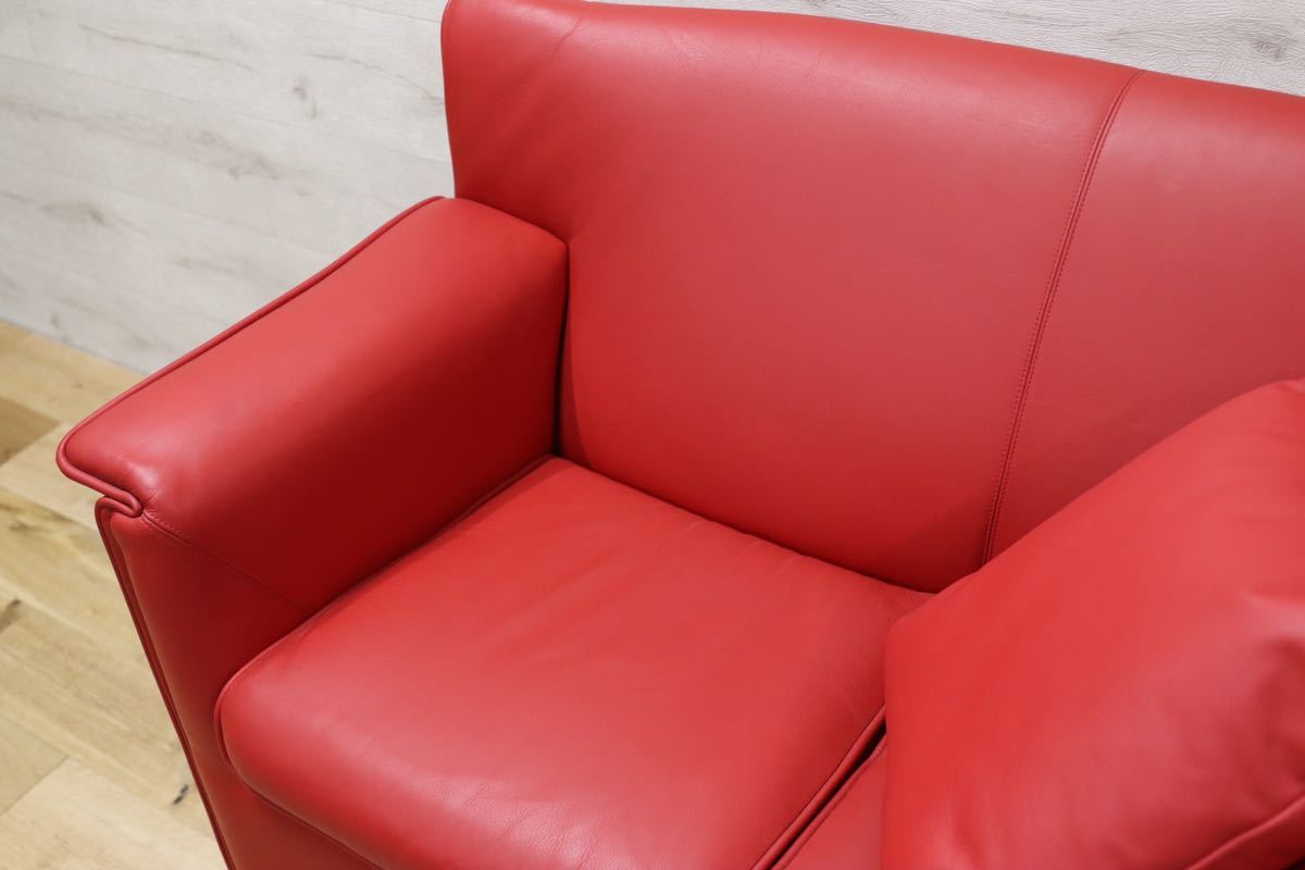 GMFN90D○B&B ITALIA Lauriana Lounge Chair by Afra & Tobia 超レア 2人掛けソファ ラブソファ 赤 総本革 ヴィンテージ 展示品