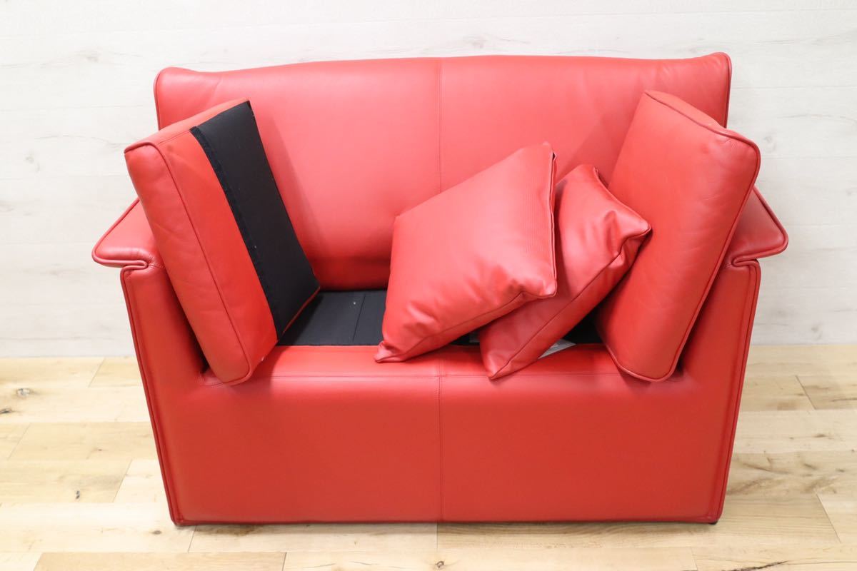 GMFN90D○B&B ITALIA Lauriana Lounge Chair by Afra & Tobia 超レア 2人掛けソファ ラブソファ  赤 総本革 ヴィンテージ 展示品