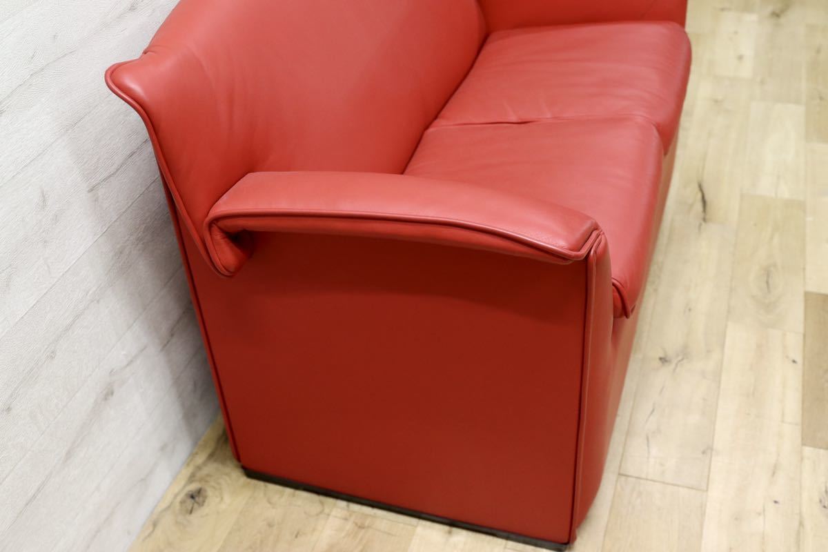 GMFN90E○B&B ITALIA Lauriana Lounge Chair by Afra & Tobia 超レア 2人掛けソファ ラブソファ  赤 総本革 ヴィンテージ 展示品