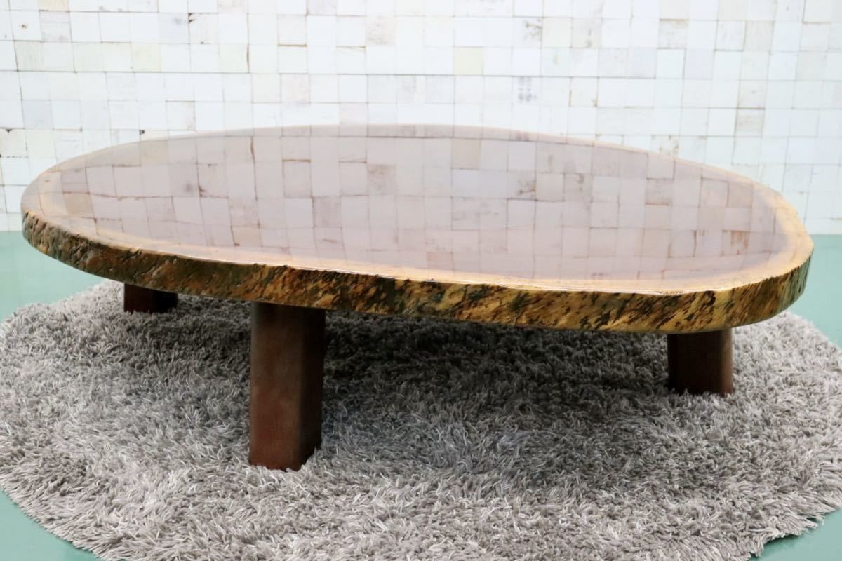 【お値下げしました】天然木 一枚板 座卓 ローテーブル レトロ　リビングテーブル